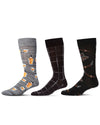 Men's 3 Pair Pack Novelty Drinks Crew Socks : Color: Gray-Black