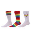 Men's 3 Pair Pack Pride Novelty Crew Socks : Color: White