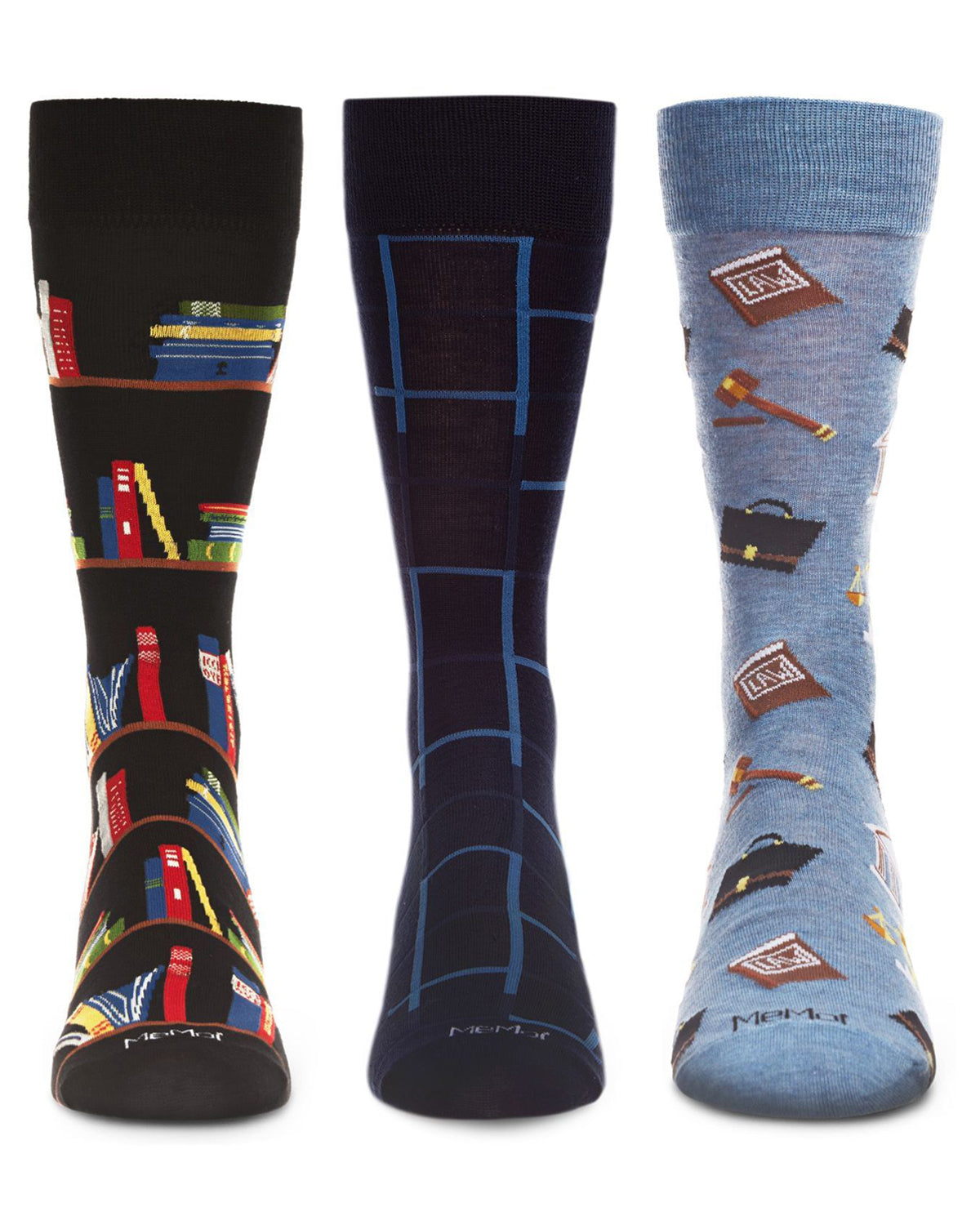 Men's 3 Pair Pack Novelty Professions Crew Socks : Color: Black-Black