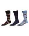 Men's 3 Pair Pack Novelty Professions Crew Socks : Color: Black-Black