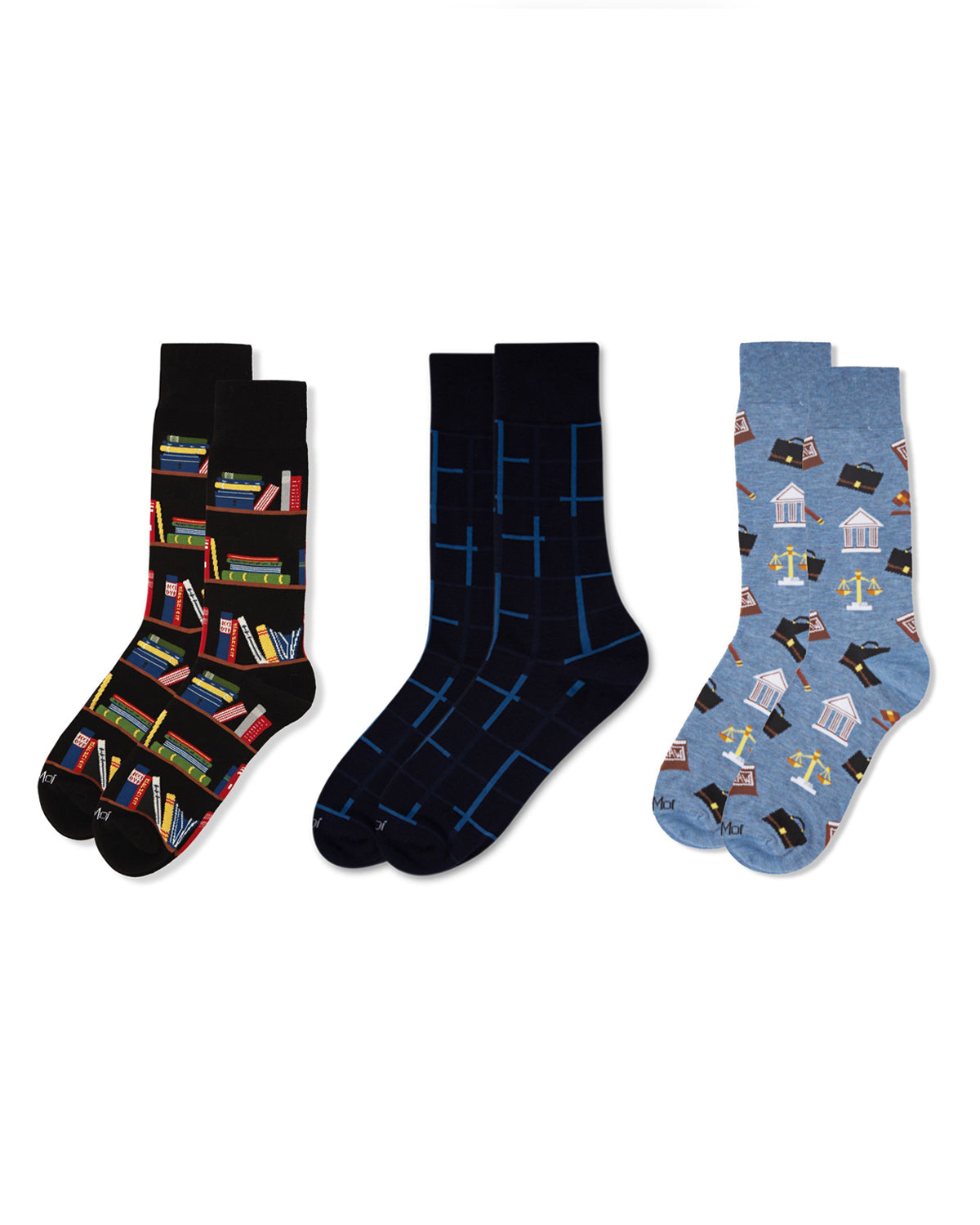 Men's 3 Pair Pack Novelty Professions Crew Socks : Color: Black-Black