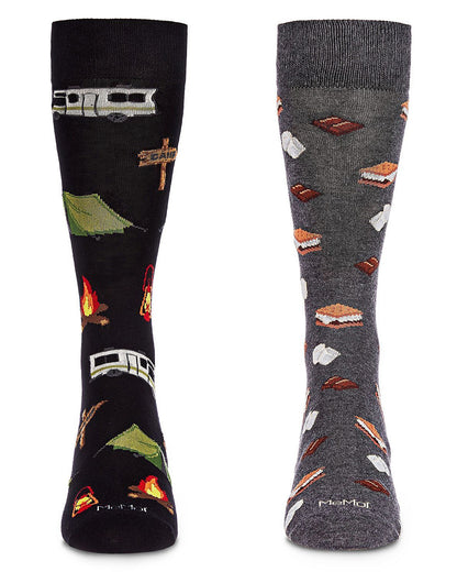 Men's 2 Pair Pack Novelty Food and Drink Crew Socks : Color: Black-Black