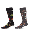 Men's 2 Pair Pack Novelty Food and Drink Crew Socks : Color: Black-Black