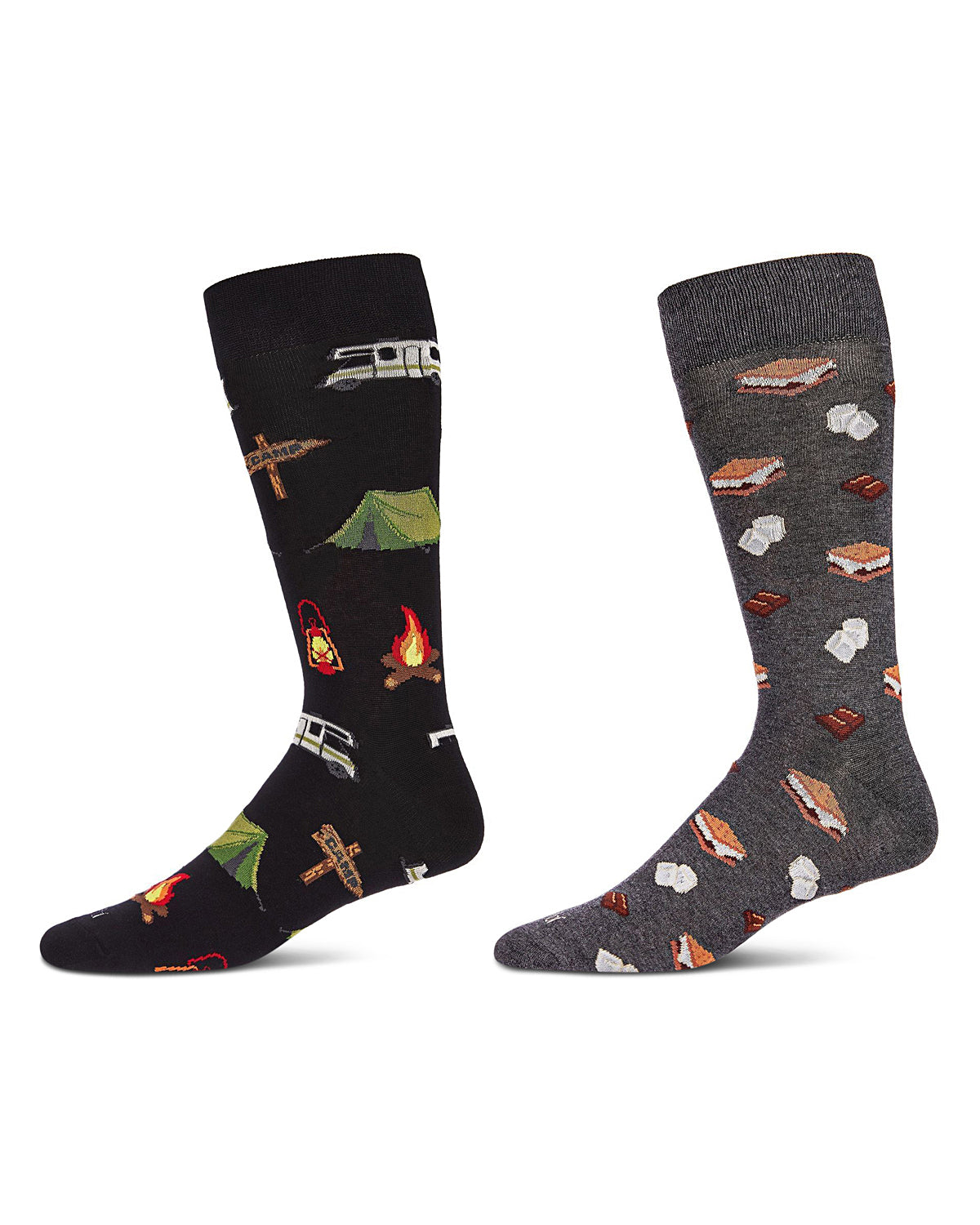 Men's 2 Pair Pack Novelty Food and Drink Crew Socks : Color: Black-Black