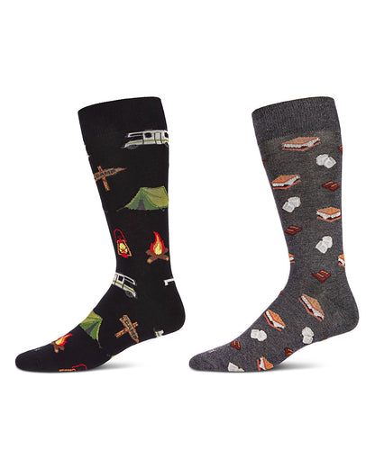 Men's 2 Pair Pack Novelty Food and Drink Crew Socks : Color: Black-Black