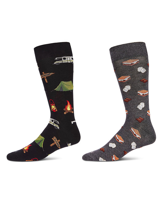 Men's 2 Pair Pack Novelty Food and Drink Crew Socks : Color: Black-Black