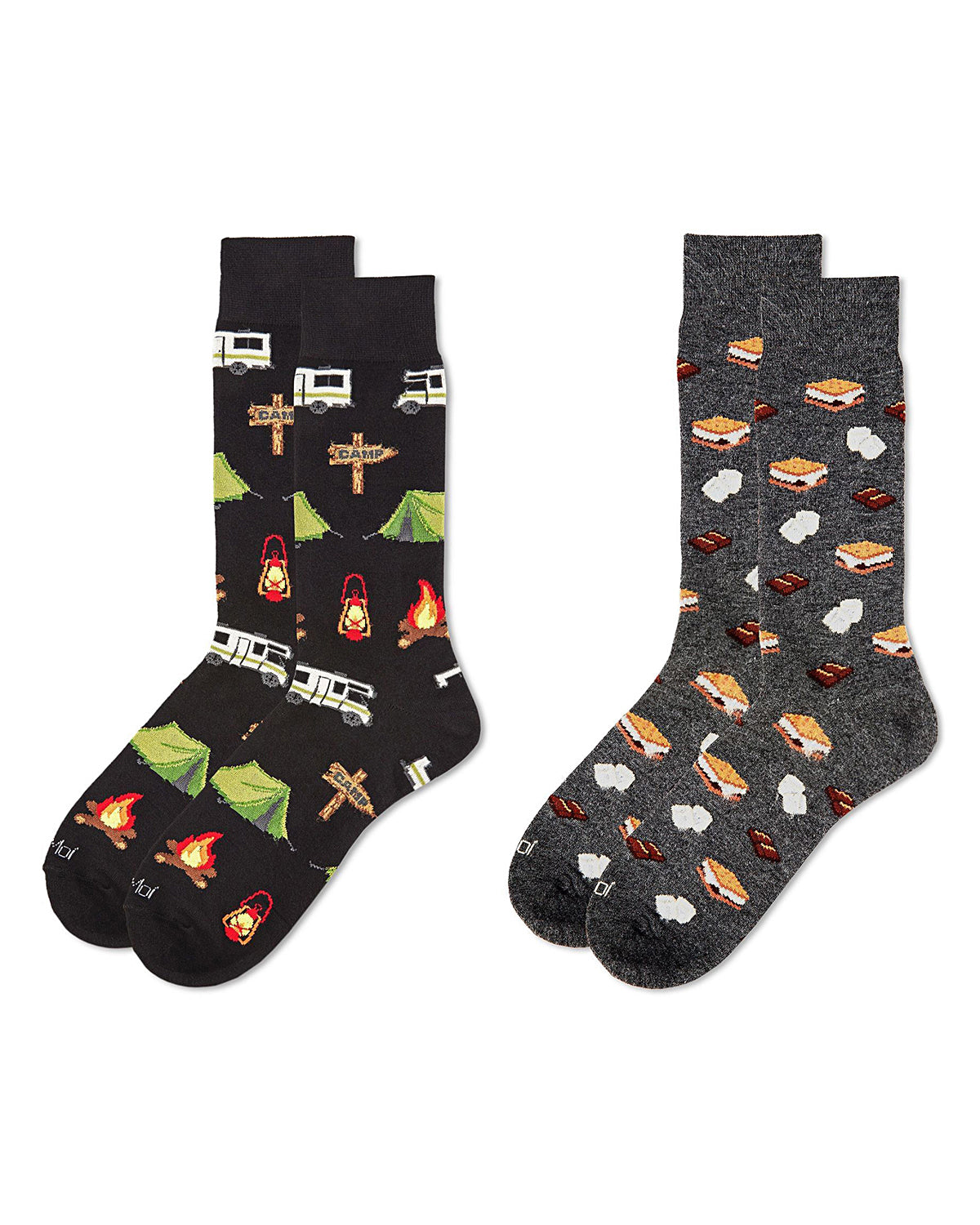 Men's 2 Pair Pack Novelty Food and Drink Crew Socks : Color: Black-Black