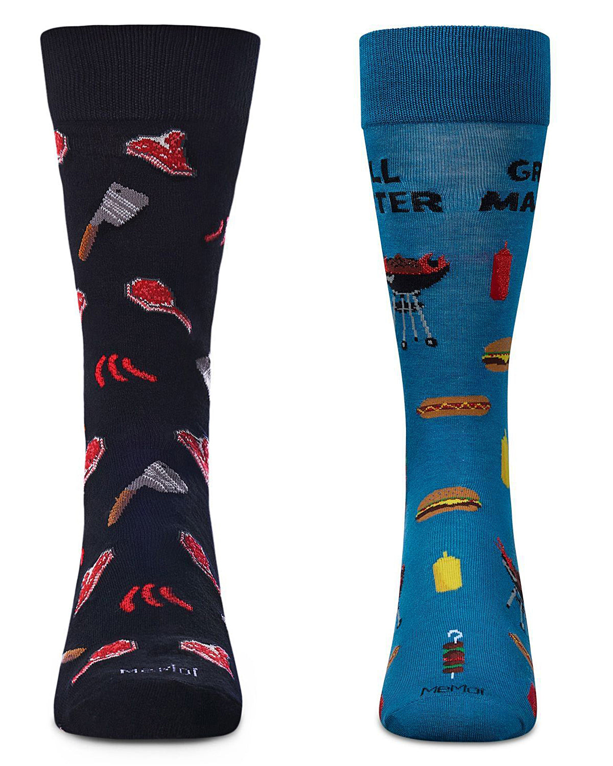 Men's 2 Pair Pack Novelty Food and Drink Crew Socks : Color: Black-Black