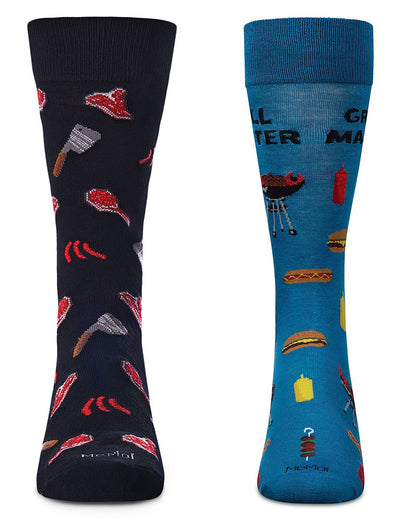 Men's 2 Pair Pack Novelty Food and Drink Crew Socks : Color: Black-Black