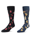 Men's 2 Pair Pack Novelty Food and Drink Crew Socks : Color: Brown