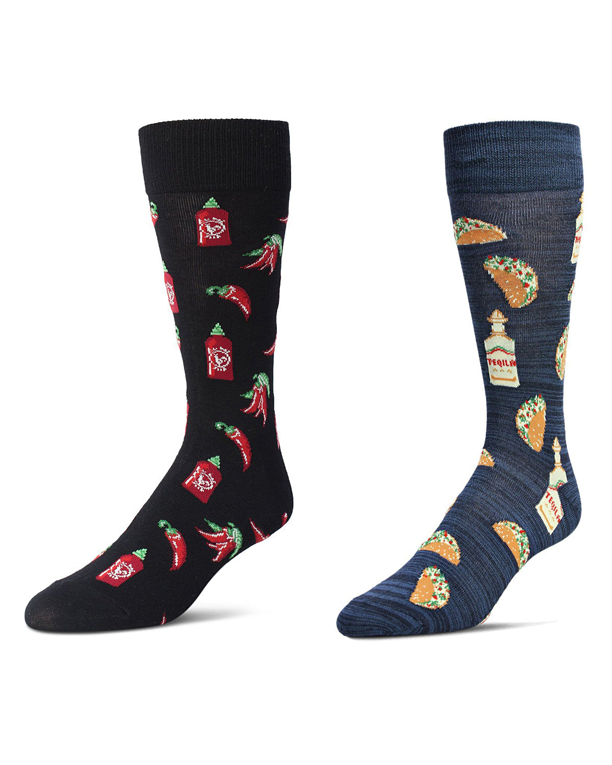 Men's 2 Pair Pack Novelty Food and Drink Crew Socks : Color: Brown
