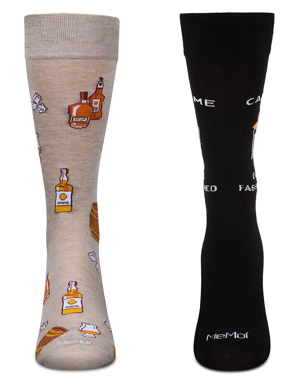 Men's 2 Pair Pack Novelty Food and Drink Crew Socks : Color: Black-Black