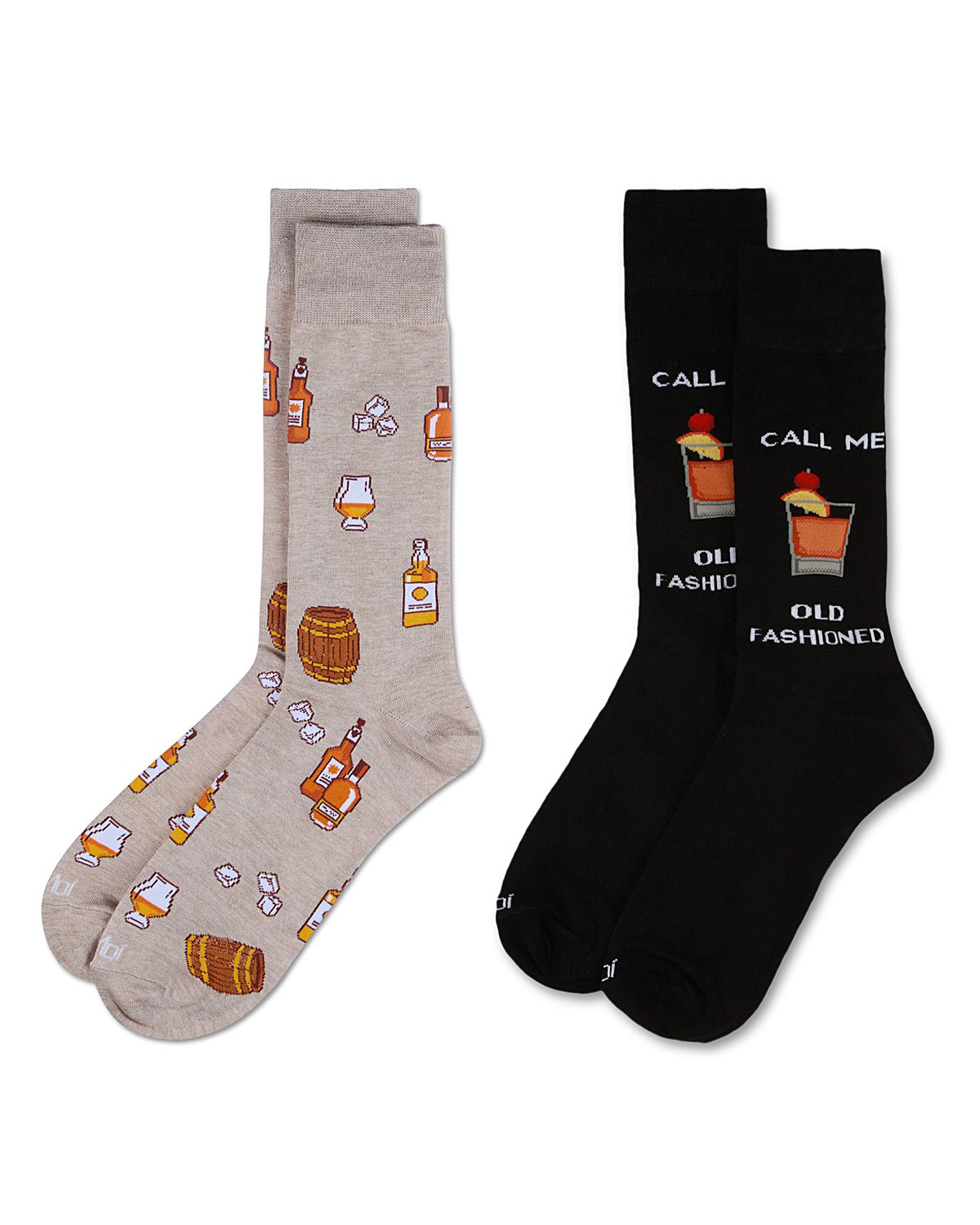 Men's 2 Pair Pack Novelty Food and Drink Crew Socks : Color: Black-Black