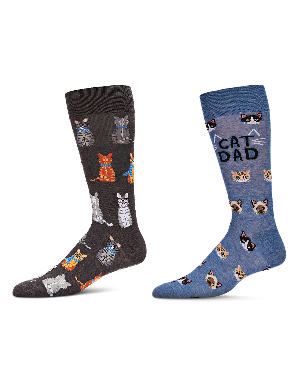 Men's 2 Pair Pack Novelty Animal Crew Socks : Color: Blue
