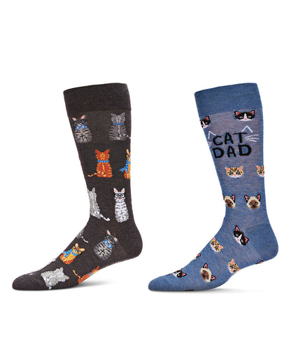 Men's 2 Pair Pack Novelty Animal Crew Socks : Color: Blue