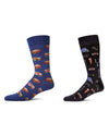 Men's 2 Pair Pack Novelty Sports Crew Socks : Color: Black