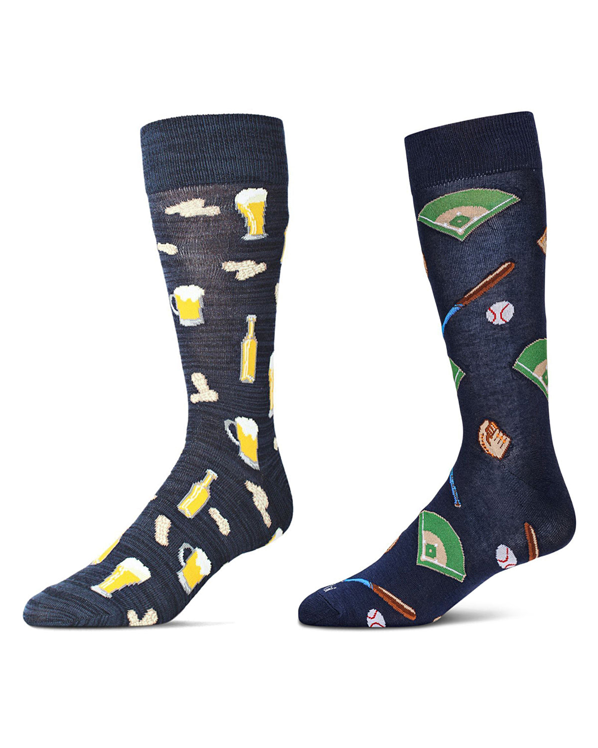 Men's 2 Pair Pack Novelty Sports Crew Socks : Color: Gray
