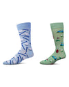Men's 2 Pair Pack Novelty Sports Crew Socks : Color: Green