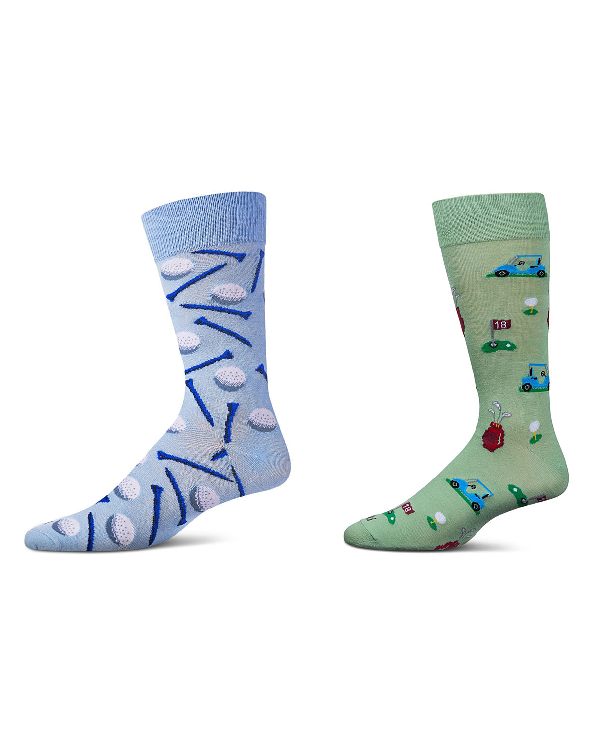 Men's 2 Pair Pack Novelty Sports Crew Socks : Color: Green