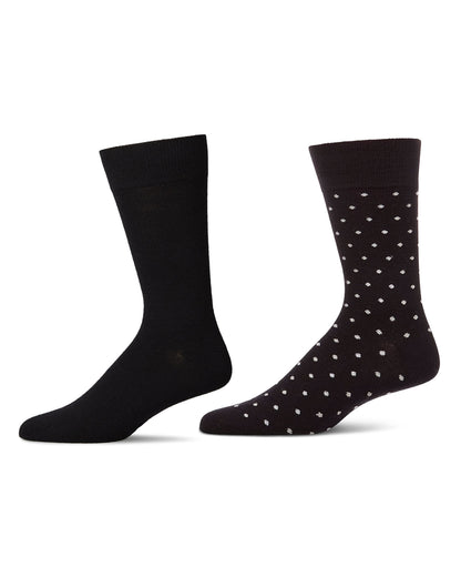 2 Pair Men's Cashmere-Blend Luxuriously Soft Fine-Gauge Crew Socks