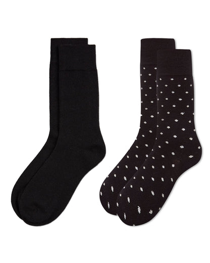 2 Pair Men's Cashmere-Blend Luxuriously Soft Fine-Gauge Crew Socks