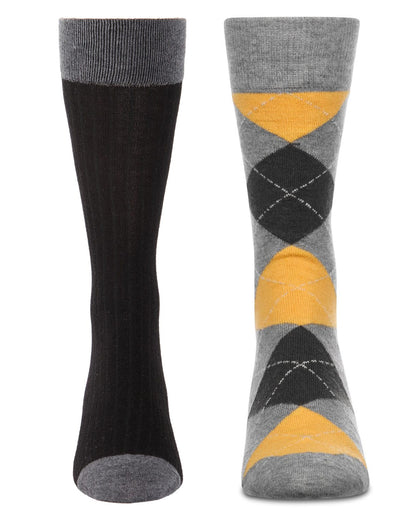 2 Pair Men's Cashmere-Blend Luxuriously Soft Fine-Gauge Crew Socks
