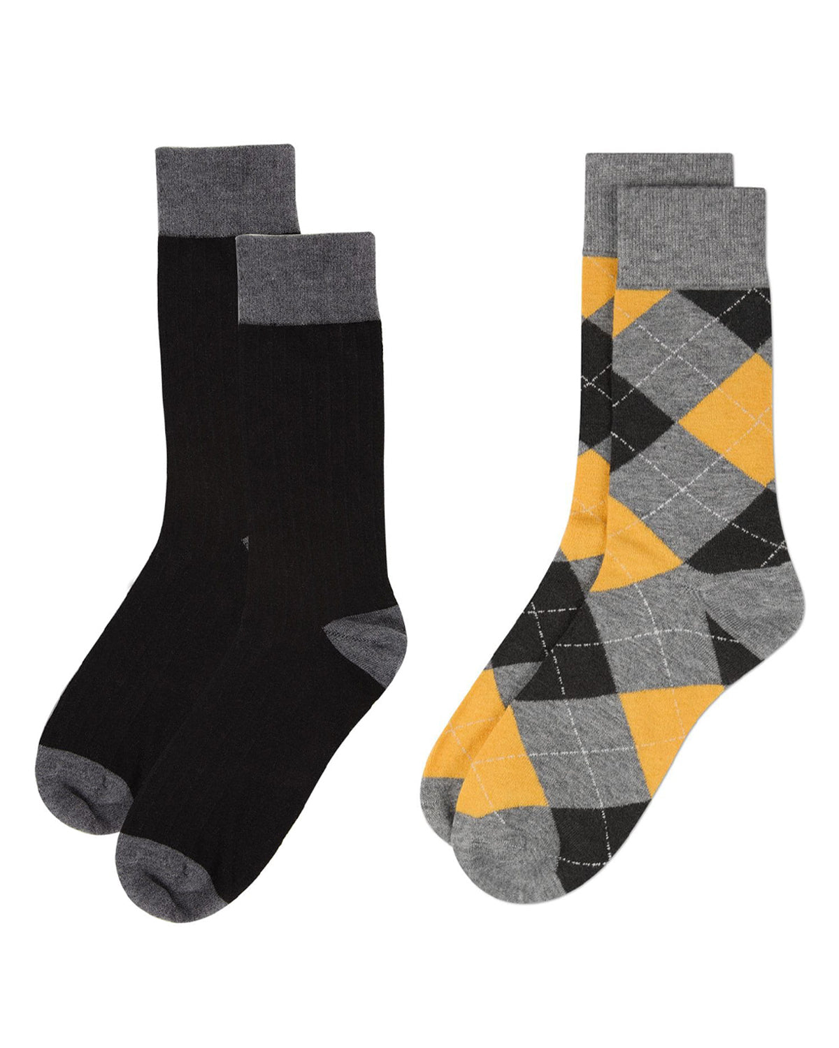 2 Pair Men's Cashmere-Blend Luxuriously Soft Fine-Gauge Crew Socks
