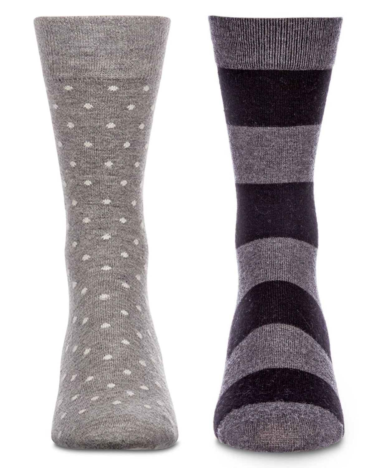 2 Pair Men's Cashmere-Blend Luxuriously Soft Fine-Gauge Crew Socks