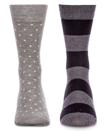 2 Pair Men's Cashmere-Blend Luxuriously Soft Fine-Gauge Crew Socks