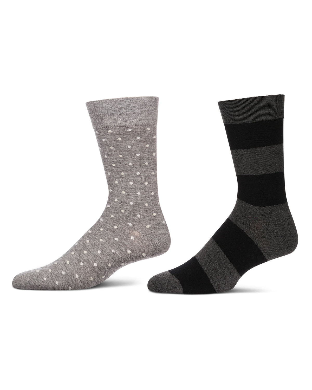 2 Pair Men's Cashmere-Blend Luxuriously Soft Fine-Gauge Crew Socks