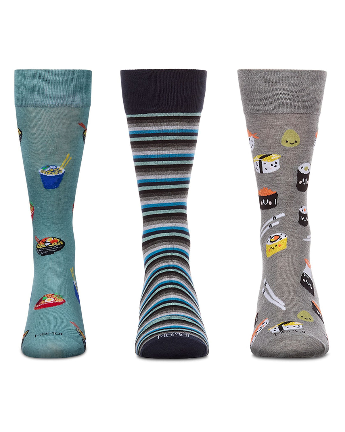 3 Pair Men's Rayon-Rich Novelty Dress Crew Socks, Assorted Patterns