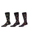3 Pair Men's Rayon-Rich Novelty Dress Crew Socks, Assorted Patterns