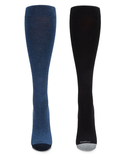 2 Pair Men's Cotton-Blend Knee High 15-20mmHg Compression Socks