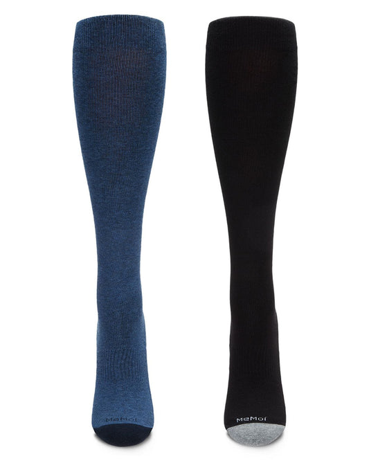 2 Pair Men's Cotton-Blend Knee High 15-20mmHg Compression Socks