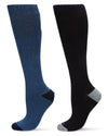 2 Pair Men's Cotton-Blend Knee High 15-20mmHg Compression Socks