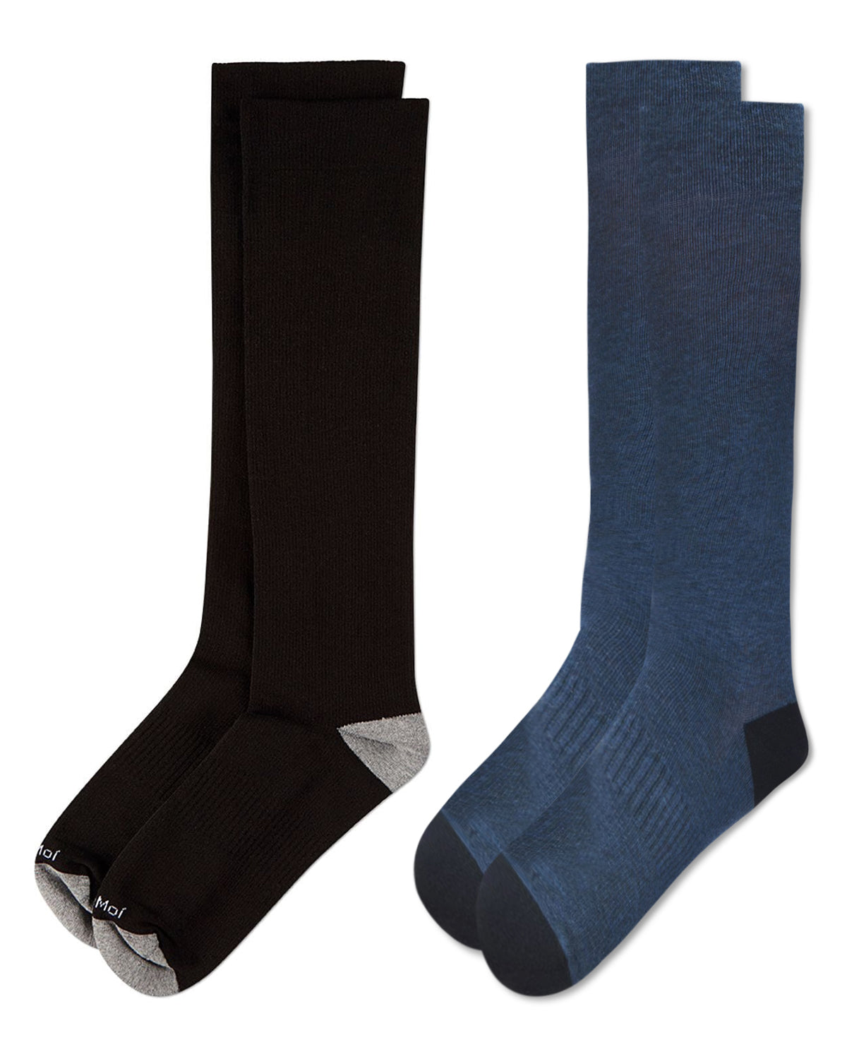 2 Pair Men's Cotton-Blend Knee High 15-20mmHg Compression Socks