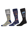 3 Pair Men's Hanukkah Rayon-Blend Fine-Gauge Novelty Crew Socks