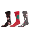3 Pair Men's Holiday-Christmas Festive Novelty Crew Socks