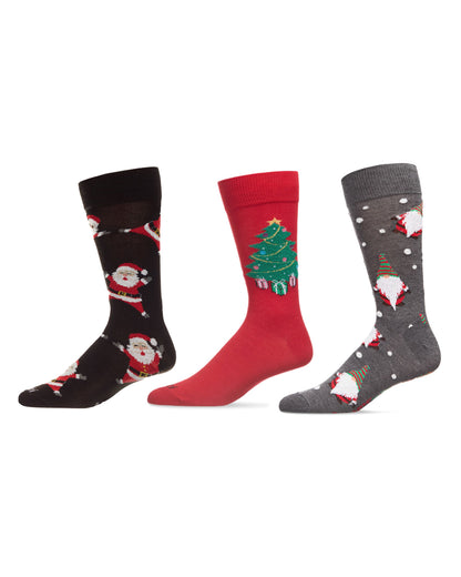3 Pair Men's Holiday-Christmas Festive Novelty Crew Socks