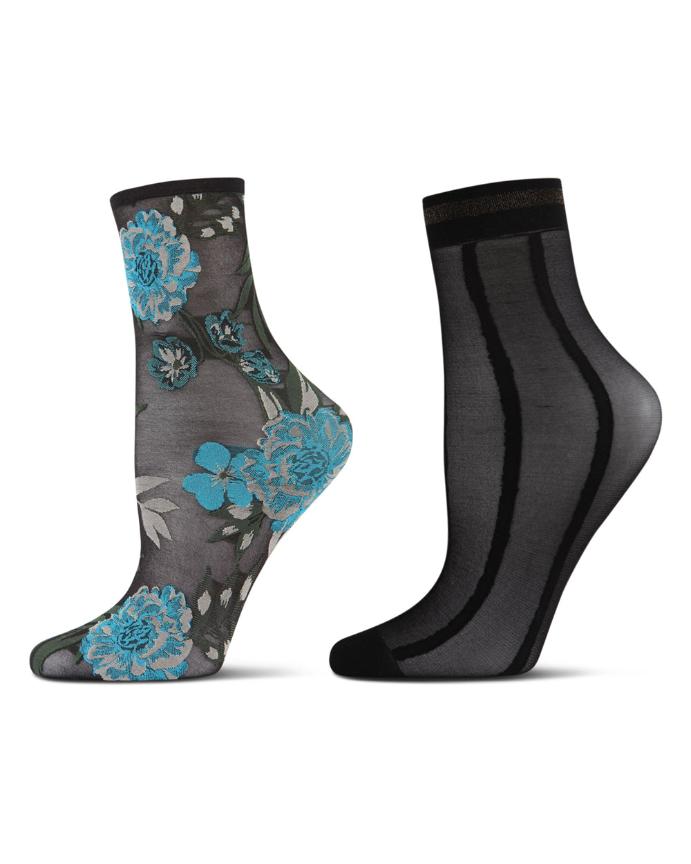 Women's 2 Pair Pack Fashion Anklets : Color: Black-Black