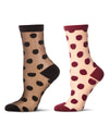 2 Pair Women's Sheer Cotton-Rich Polka Dot Crew Socks