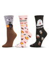 Women's 3 Pair Pack Halloween Pumpkin Crew Socks : Color: Brown