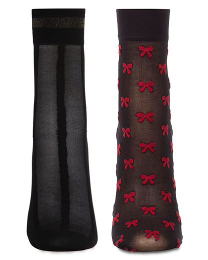 2 Pair Women's Silky-Sheer Fashion Ankle Socks