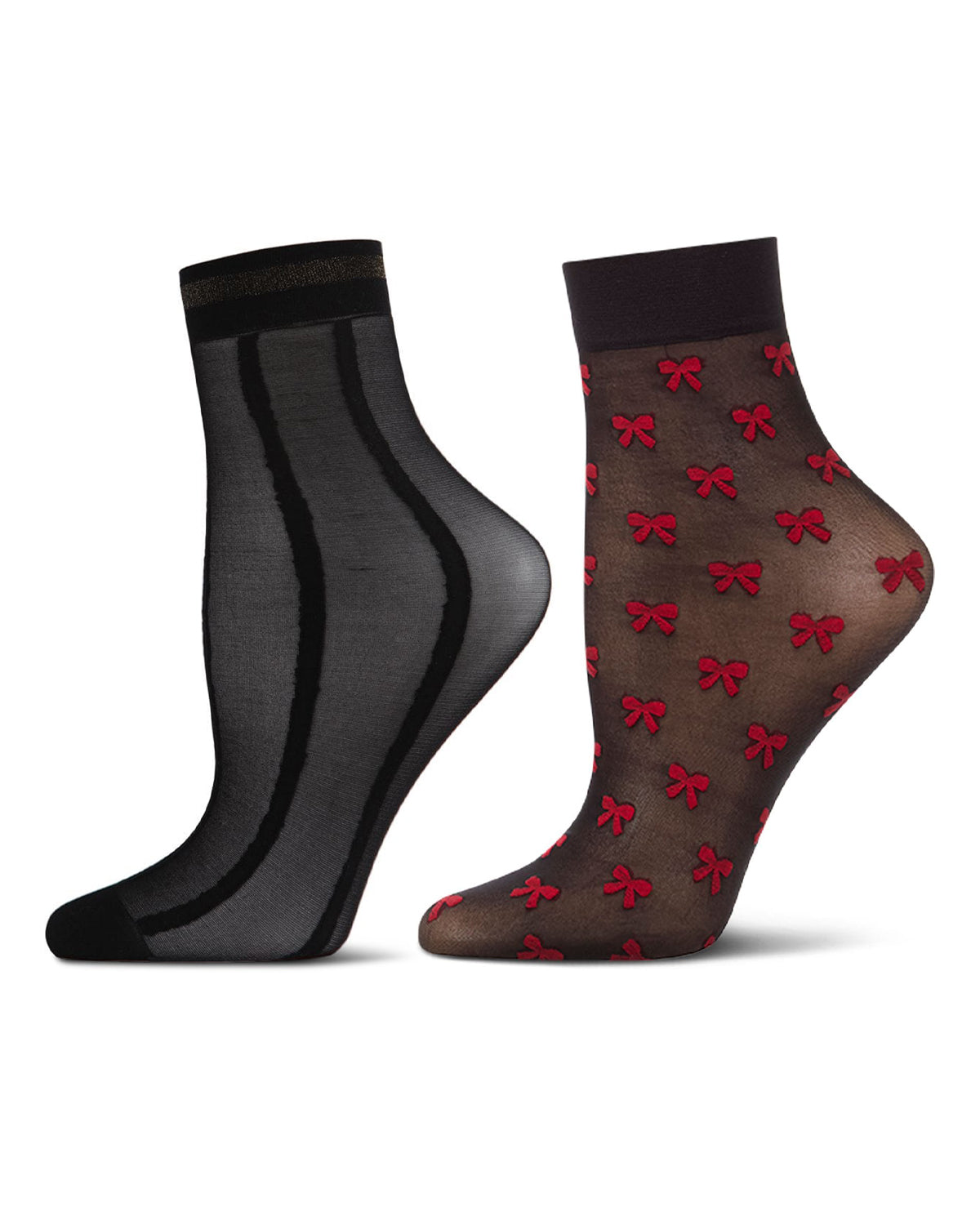 2 Pair Women's Silky-Sheer Fashion Ankle Socks