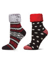 Women's 2 Pair Pack Plush Non-Skid Cabin Crew Socks : Color: Black-Black
