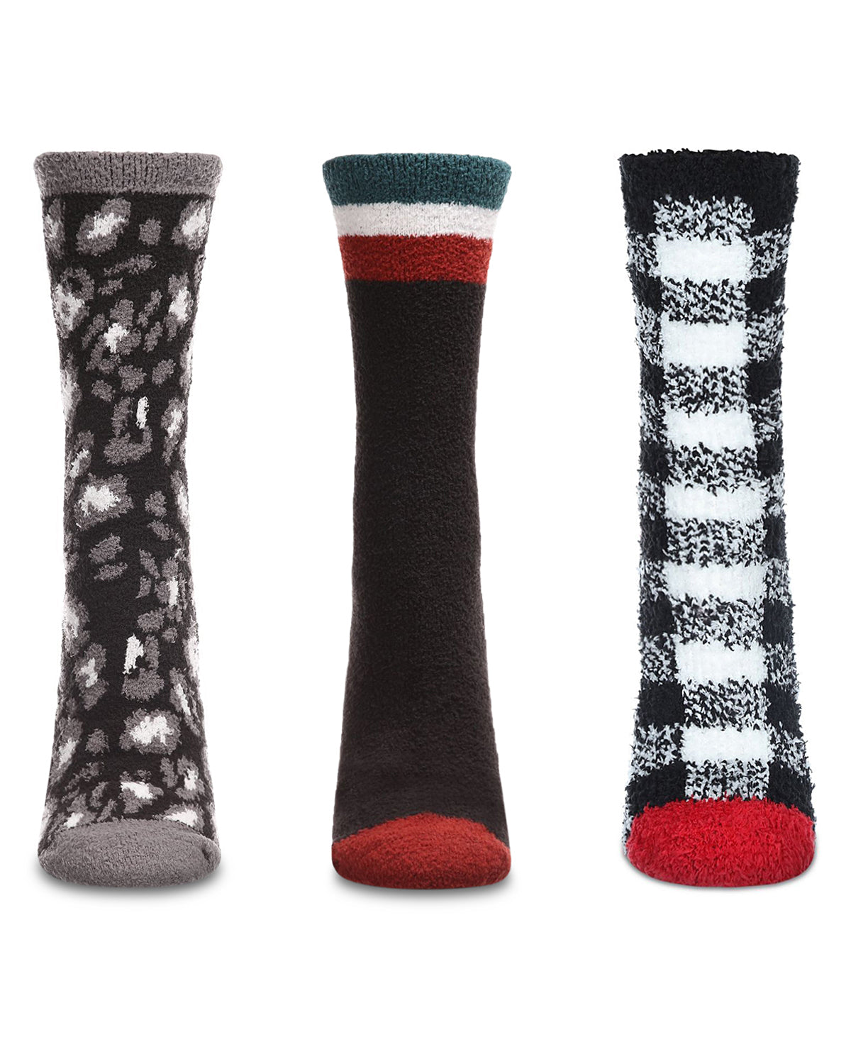 Women's 3 Pair Pack Cozy Crew Socks : Color: Black-Black