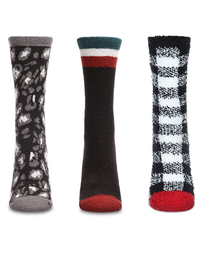 Women's 3 Pair Pack Cozy Crew Socks : Color: Black-Black