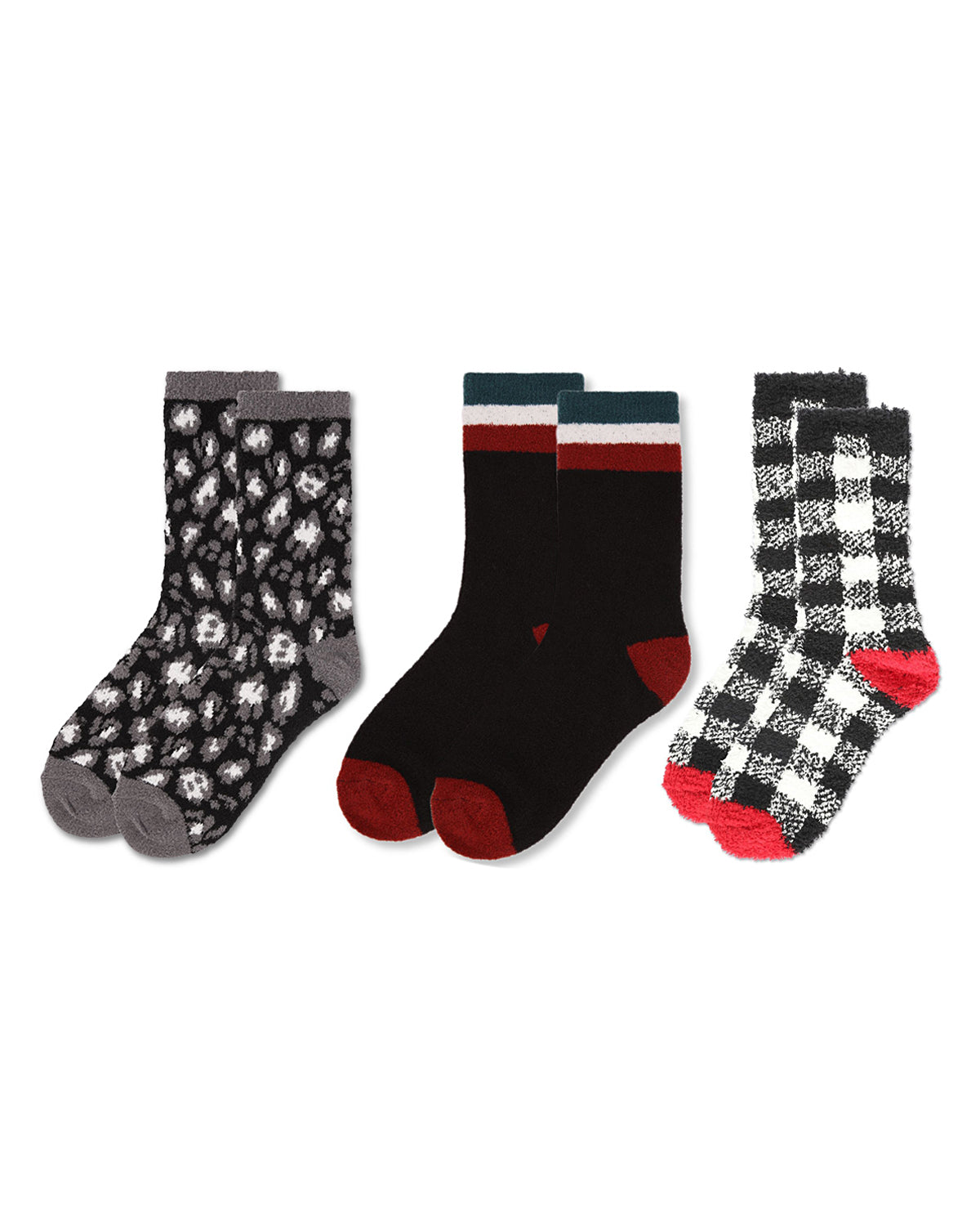 Women's 3 Pair Pack Cozy Crew Socks : Color: Black-Black