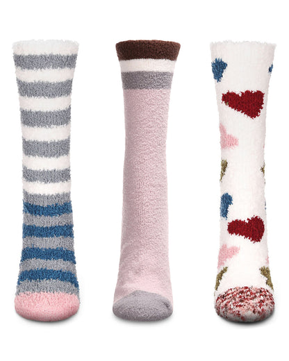 Women's 3 Pair Pack Cozy Crew Socks : Color: Black-Black
