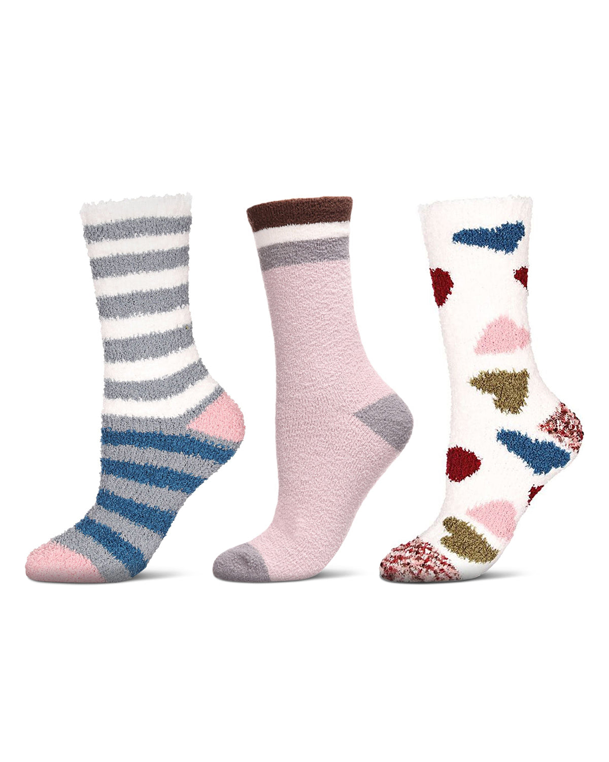 Women's 3 Pair Pack Cozy Crew Socks : Color: Blue